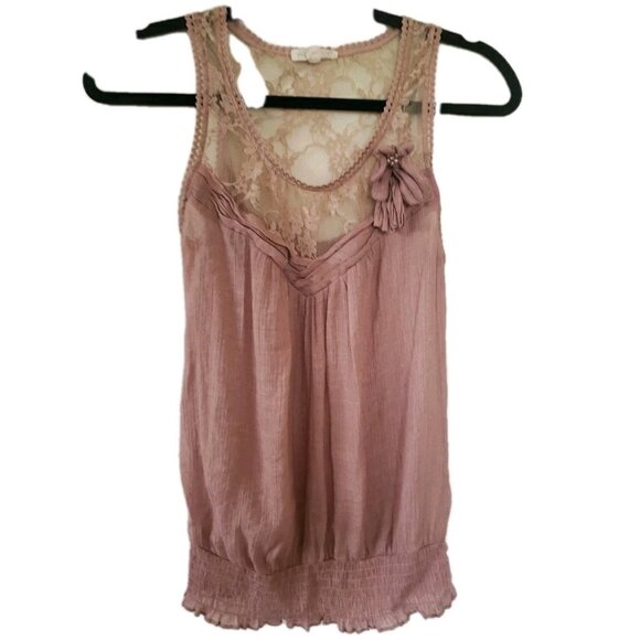 Mine Womens Top Cami Tank Lace Gauzy Whimsygoth Romantic Y2k Vintage  S - Picture 1 of 13